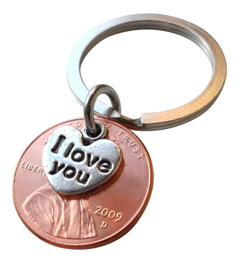 Penny Keychain with the year you were MARRIED on it! Would make such a great gift or stocking stuffer for your spouse! Can also do pennies for the year your kids were born
