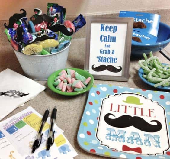 "Little Man" baby shower theme. We all wore mustaches :)