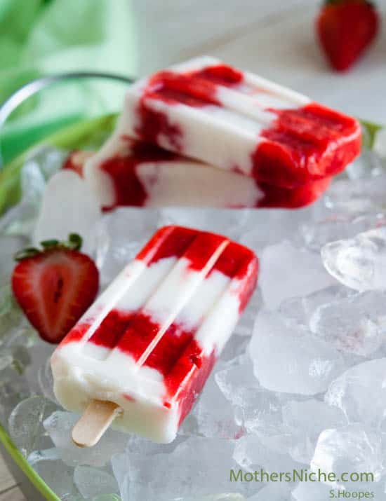 Strawberry Limeade with Coconut Milk Popsicles