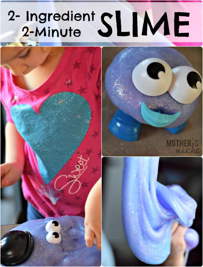 This glitter slime recipe  is SUPER easy to make and only requires 2 ingredients. Also tell you how to make Glow-in-the-dark slime