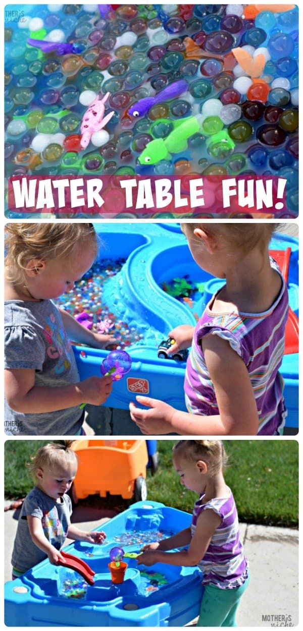 Water Table Fun with water beads and fish