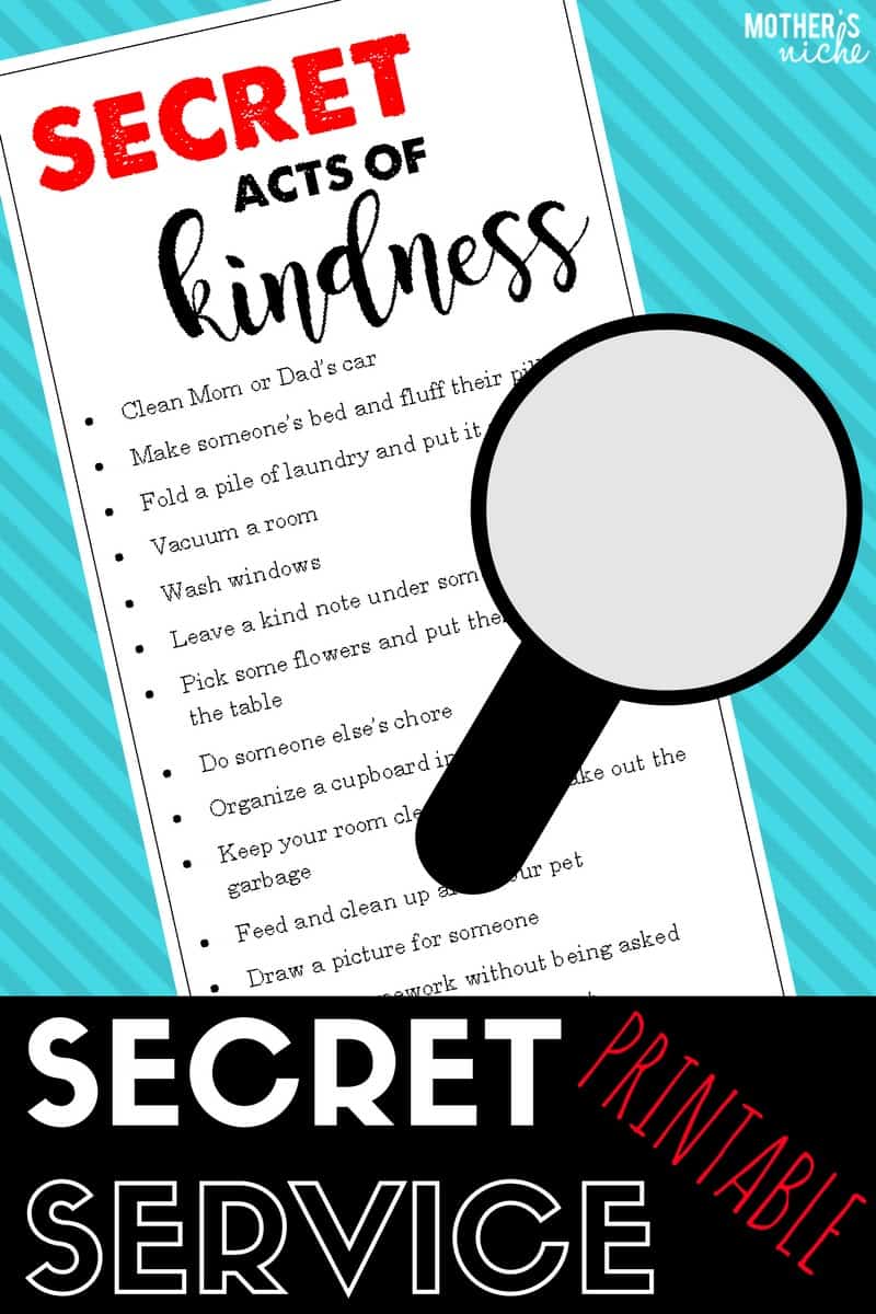 SECRET SERVICE: Serve in Secret to Show Love, Kindness, and Humility- FREE PRINTABLE