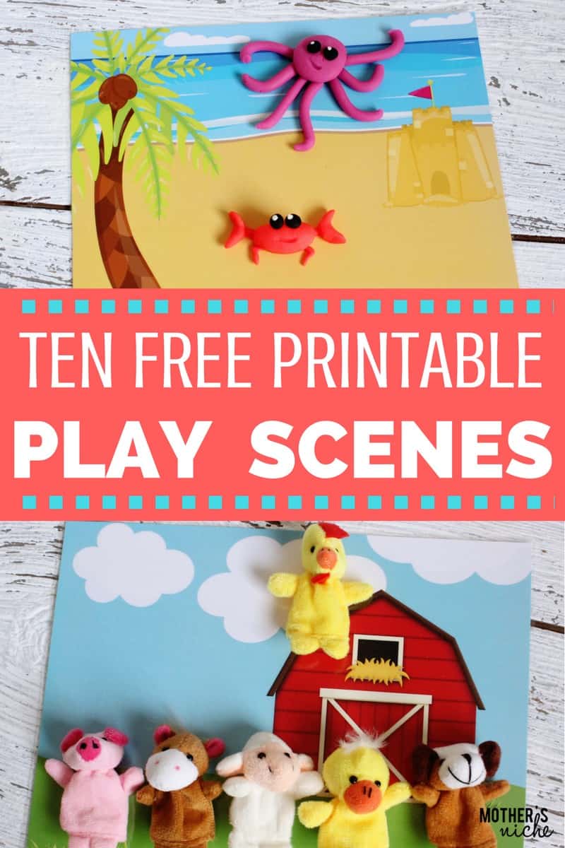 MULTI-PURPOSE PLAY SCENES- 10 Free Printables Scenes for play doh, markers, toys, finger puppets, etc…