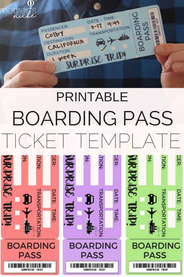 FREE Printable Ticket Template for Surprising a Vacation