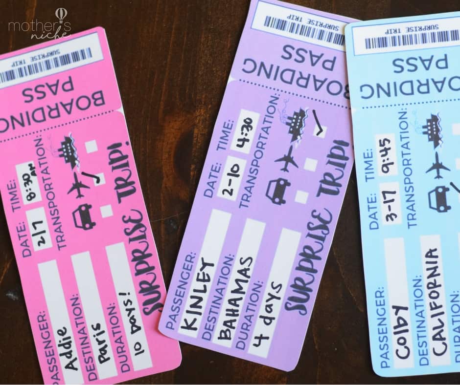 Free Printable Tickets Template for Gifting a vacation